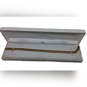 ​NEW JCPenney Men's 18K Gold Over Stainless Steel Solid Cuban/Curb Link Bracelet